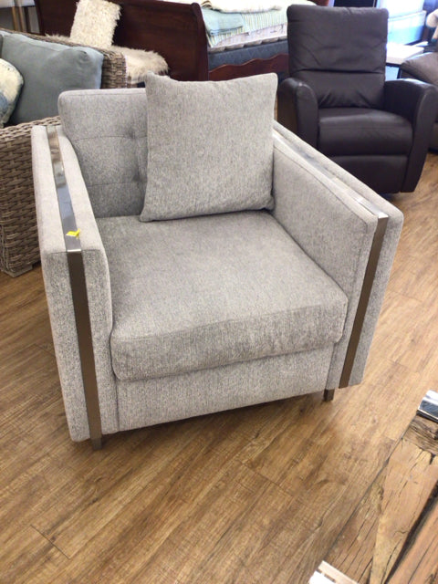 Aria Designs Grey Fabric Arm Chair W/Pillow