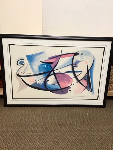 44x64 Black Framed Abstract Art