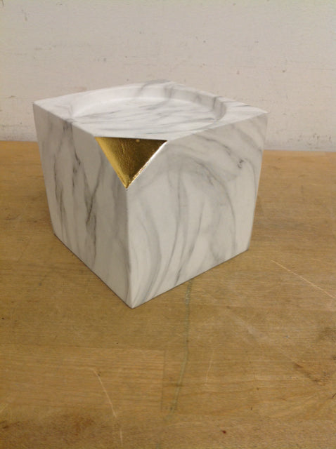 4.5" Marbellized Cubed Candle Holder