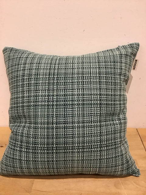 18" Mixed Green Woven Plaid Pillow