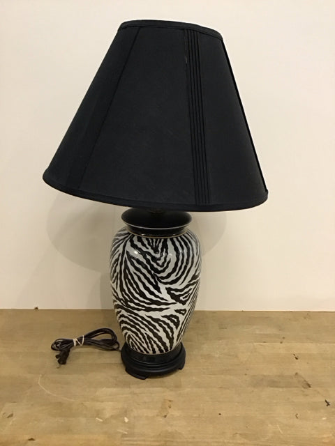 Ceramic Zebra Lamp w/Black Shade