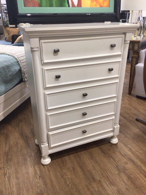 Ashley Furniture White Five Drawer Tall Dresser
