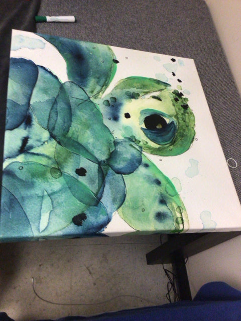 23 1/2" Squared Turtle Print On Canvas