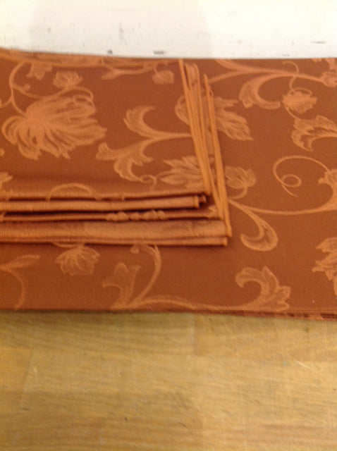 Placemats- Set Of 4 Rust Floral & 4 Napkins