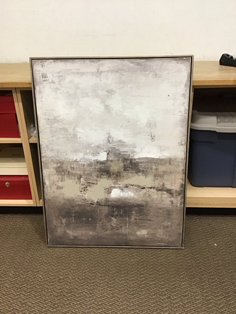 32x42 Framed Brown/Tan White Abstract