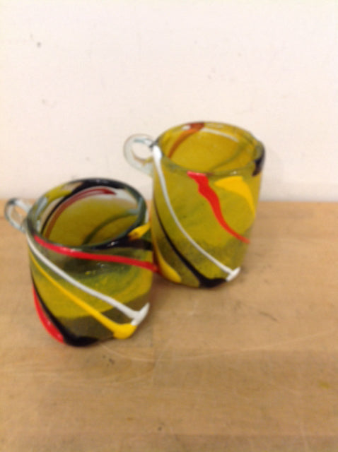 Set Of 2 Romania Art Glasses