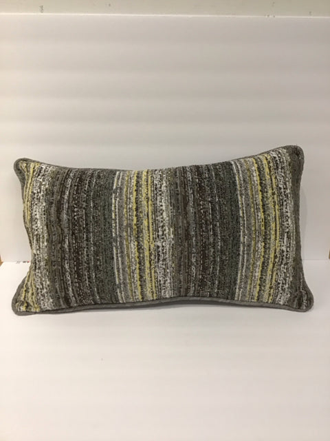 Grey/Yellow Striped Lumbar Pillow