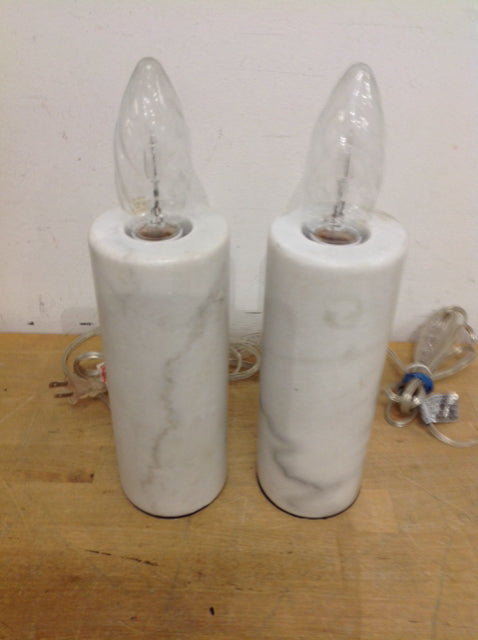 9" Pair Of Marble Candle Lights