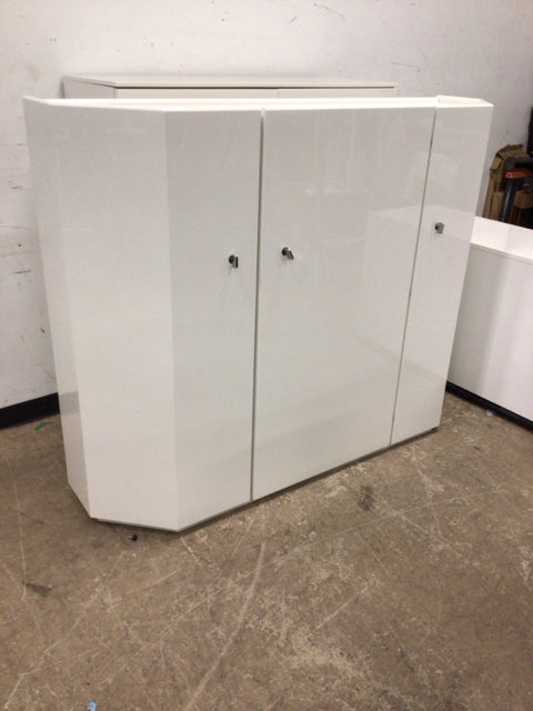 Angled White Lacqured Wall Cabinet