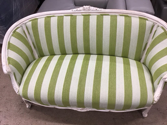 60" x 33" Green/White Striped Settee