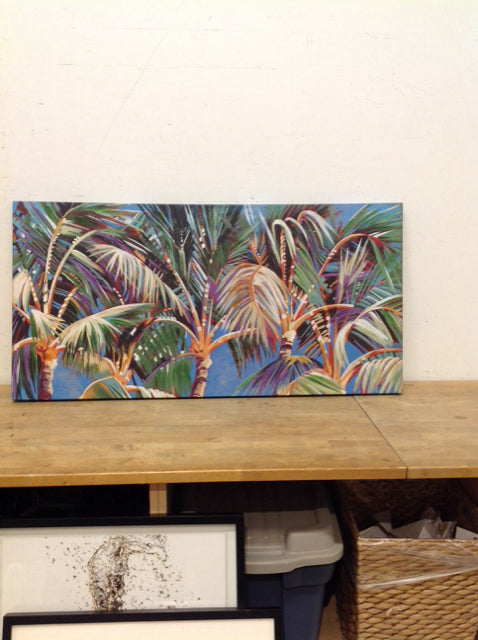 47x23.5 Colorful Palm Tree Art on Canvas
