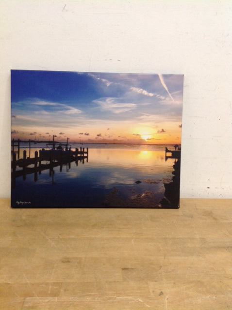 20"x16" Gallery Wrapped "Pier at Sunrise" Print on Canvas