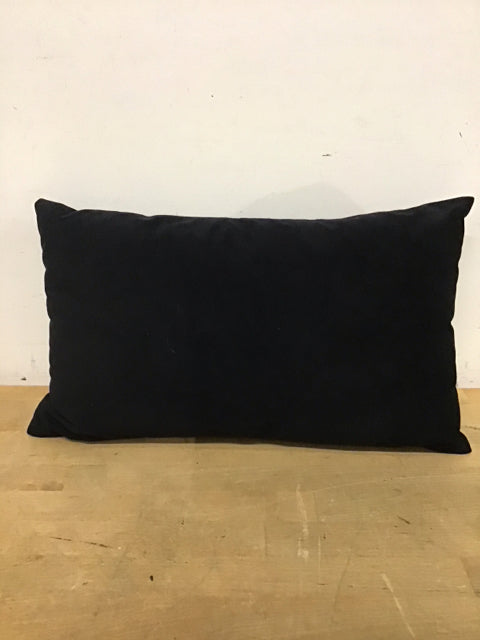 20"x12" Lumbar Black Velvet Pillow