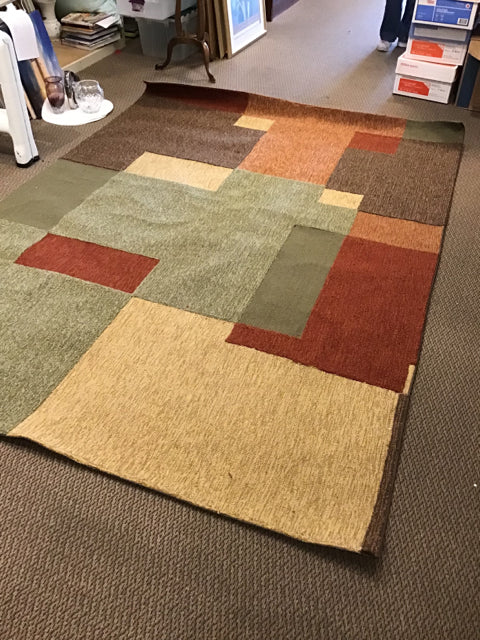 6'x9' Green/Red Brown Geometric Rug