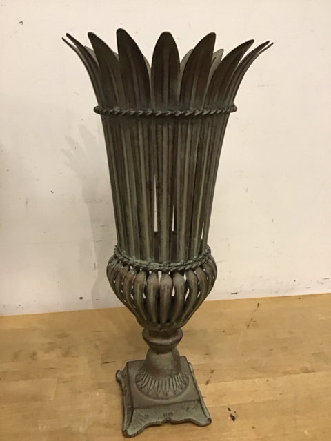 17" Decorative Metal Garden Vase
