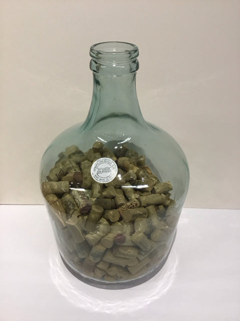 18" Green Recycled Glass Vase w/Corks