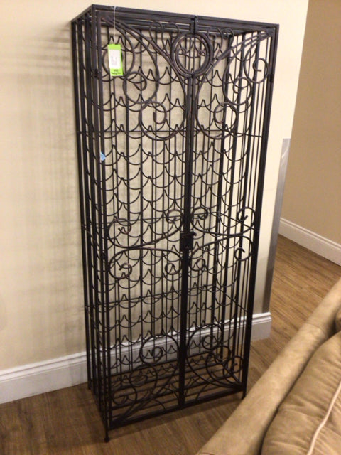 Tall Grey Metal Wine Rack