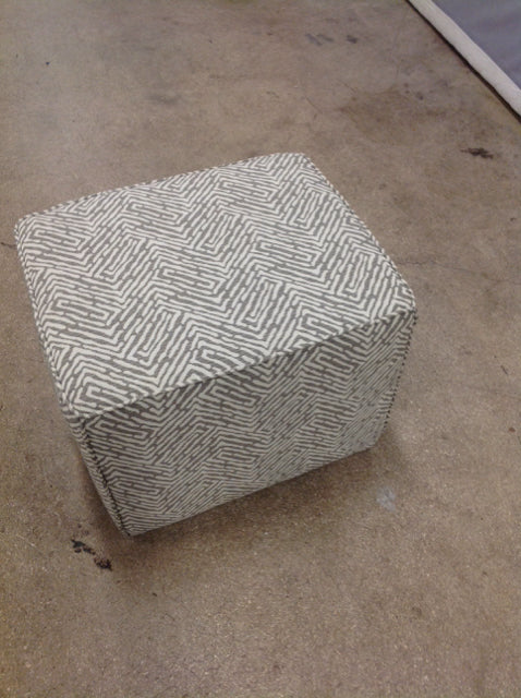 Geometric Pattern Fabric Ottoman