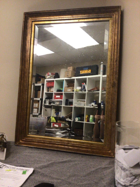 41" X 30" Gold Framed Beveled Mirror