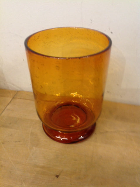 Vase- 9" Footed Amber Glass