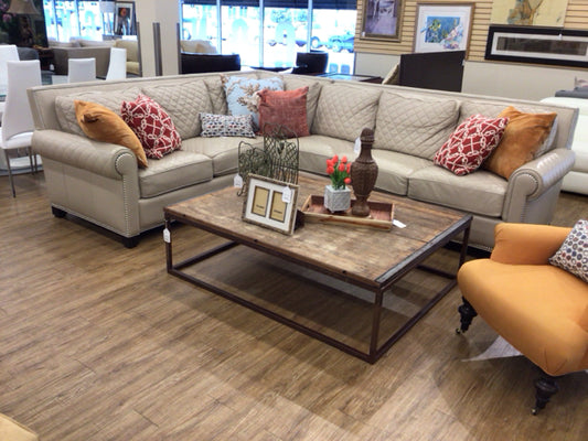 Century Trading Company Quilted Leather Two PC Sectional