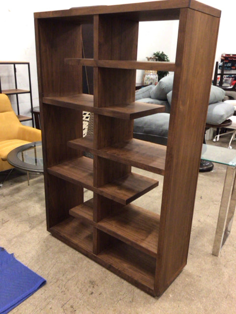 Crate & Barrel Brown Wood Short Bookcase