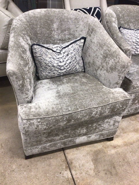 Century Furniture Velvet Curved Back Arm Chair W/Pillow