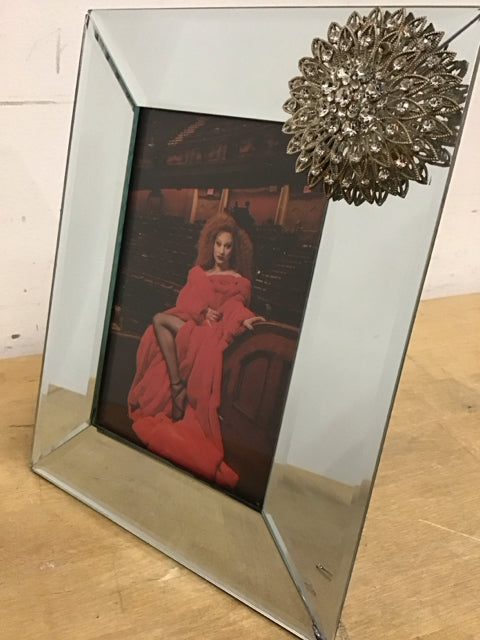 4"x6" Mirrored Glass Rhinestone Photo Frame