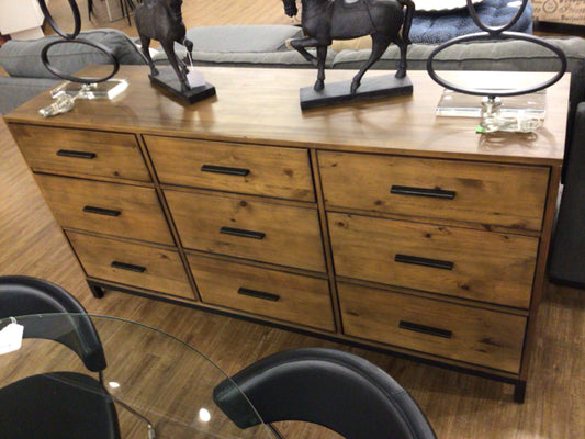 Macys Gatlin Wood Nine Drawer Dresser W/Mirror