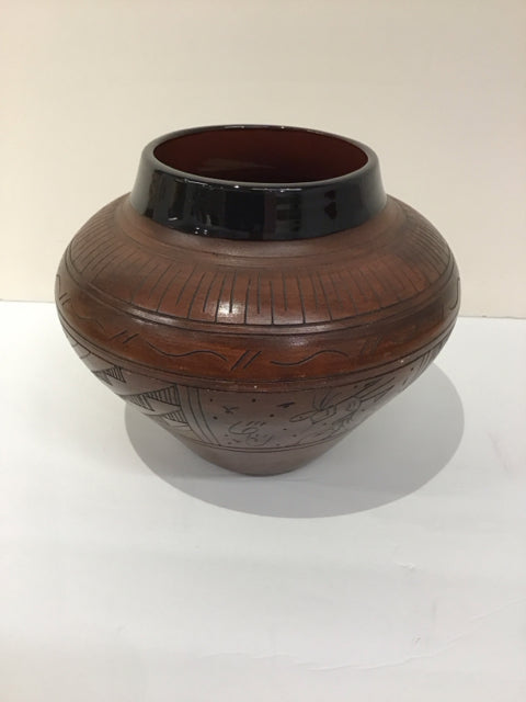 7" Carved Navajo Pottery Vase