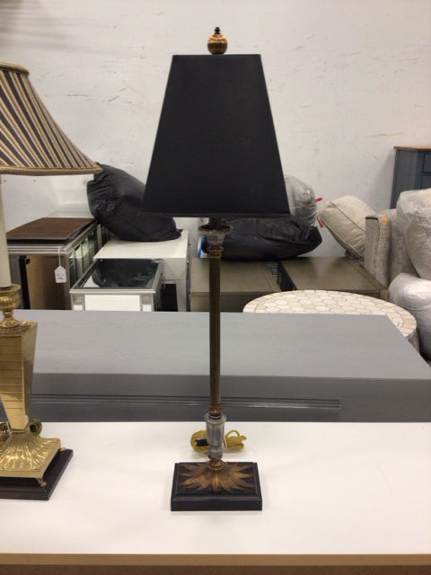 Metal Table Lamp W/Black Shade