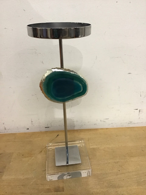 12.5" Silver Stone Candle Holder