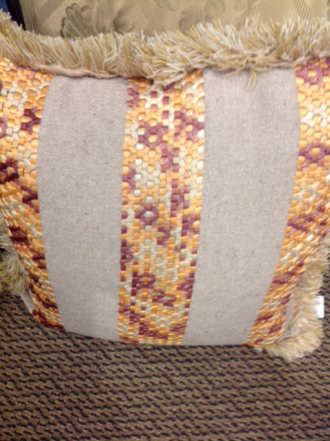 Pillow- 18" Burlap Weave W Fringe