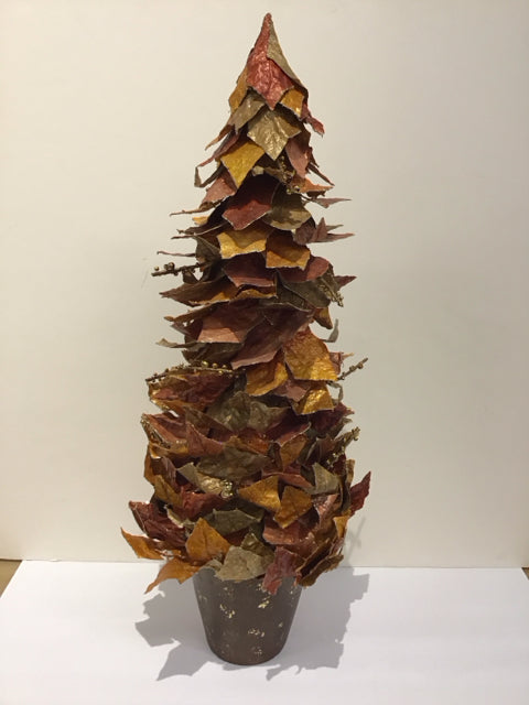 Glitter Leaves Tree w/Terracotta Flower Pot