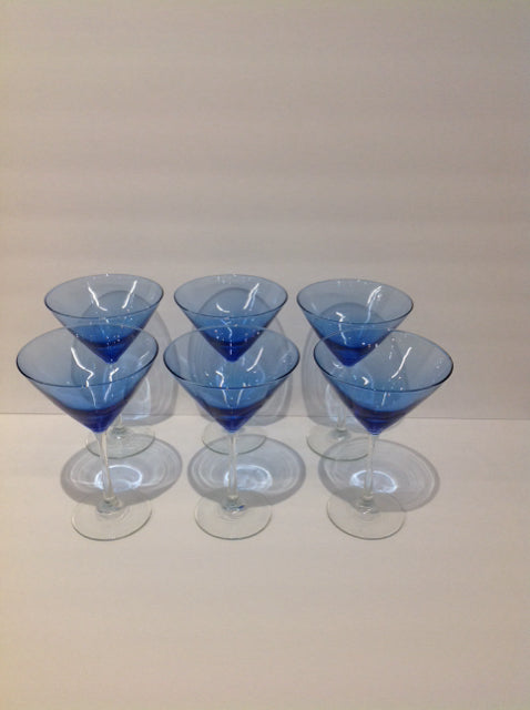 Set/6 Cobalt Blue Martini Glasses