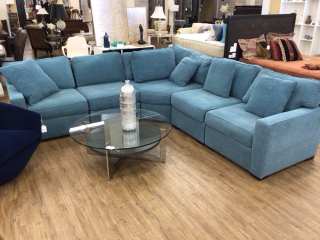 Jonathan Lewis Teal Fabric 5 PC Sectional