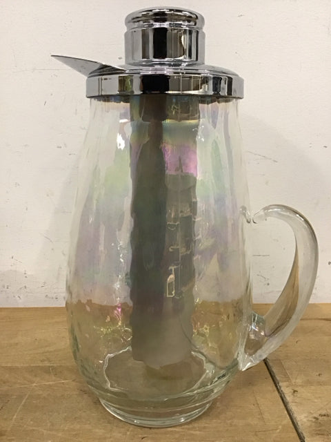 12" Glass Pitcher Chrome Lid & Ice Tube