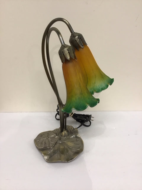 Lalique Style Glass/Metal Desk Lamp