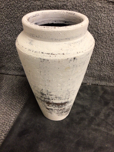 9" Ceramic Distressed White Vase