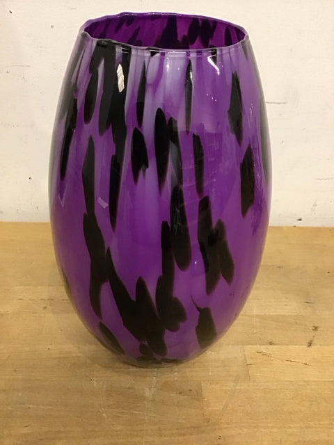 13.5" Purple & Black Spatter Vase