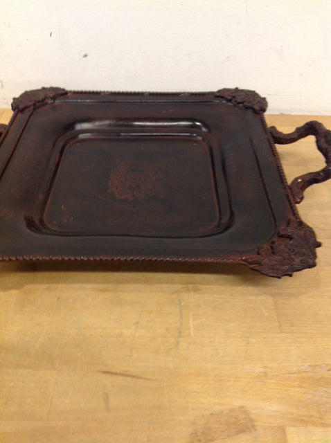 Tray- 13" Footed Bronze Metal