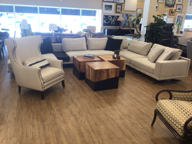 Modani Cream Fabric Metal Leg 4 PC Sectional