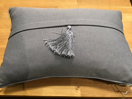 Gray Lumbar Pillow w Tassel