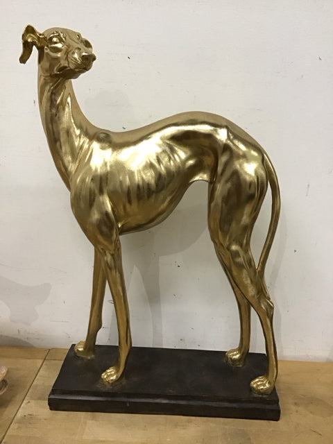 25"x15" Gold Resin Greyhound Dog Sculpture
