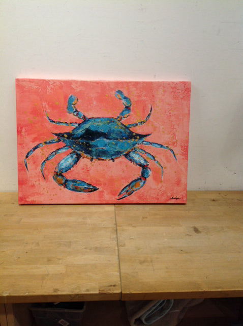 28x20 Embellished Crab Print on Canvas