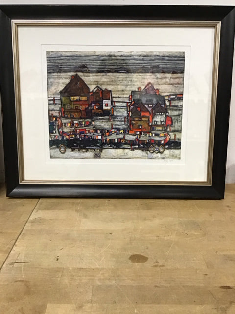 23"x19.5" "Houses With Colorful Laundy" By Egon Shiele
