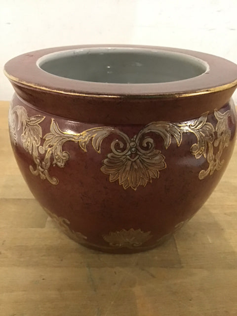 5" Vintage Red Asian Fish Bowl