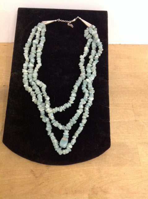 3-Strand Genuine Aquamarine Necklace