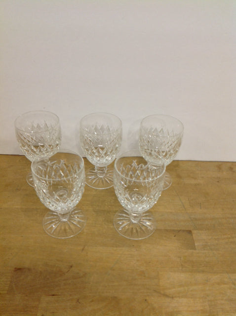 Set of 5 Waterford Crystal Wine Glasses