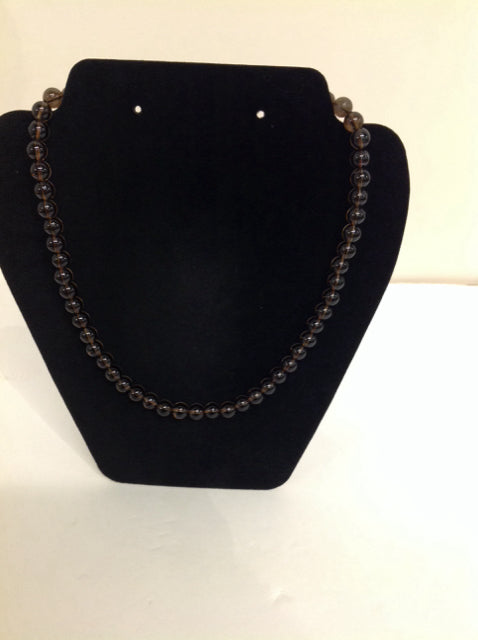 Clear Brown Bead Strand Necklace